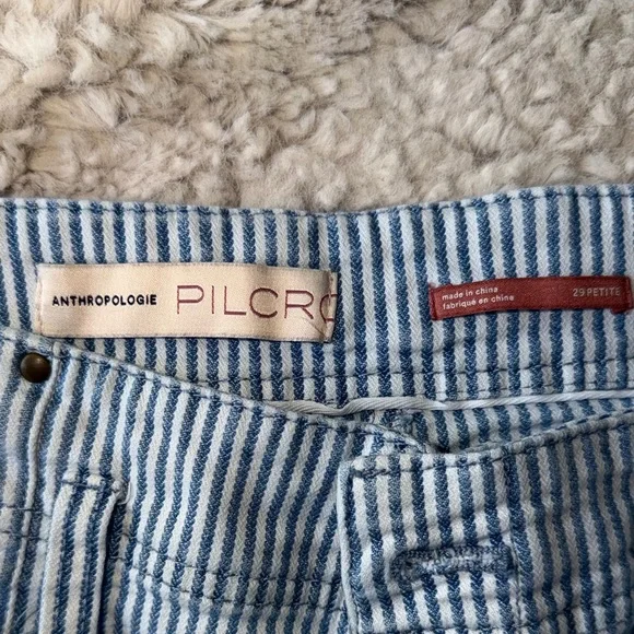 Anthropologie Pilcro high-rise, wide-leg, blue and white striped jeans - Picture 6 of 6